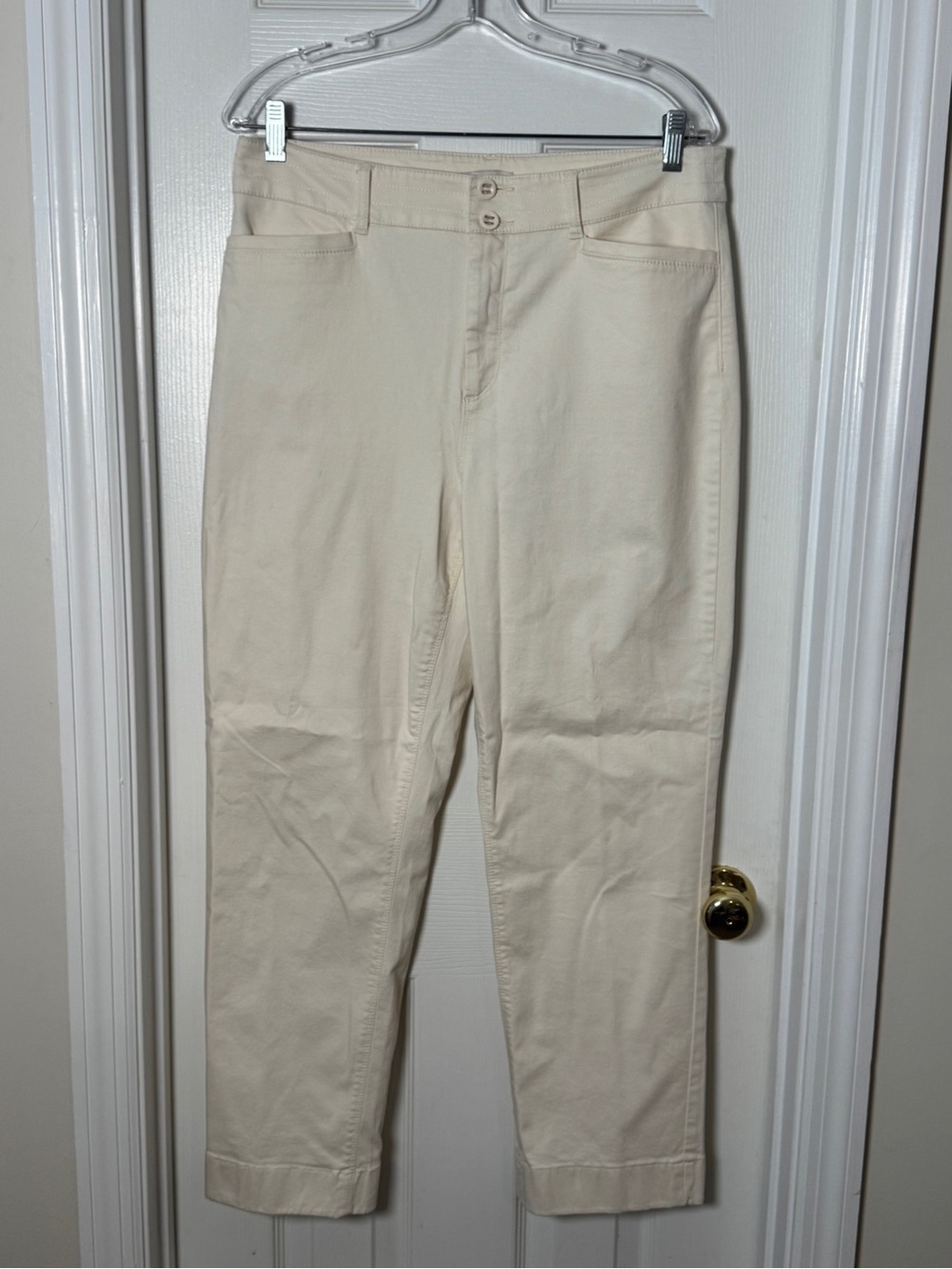 LOFT Outlet Ivory High Rise Straight Leg Ankle Pants Size 10